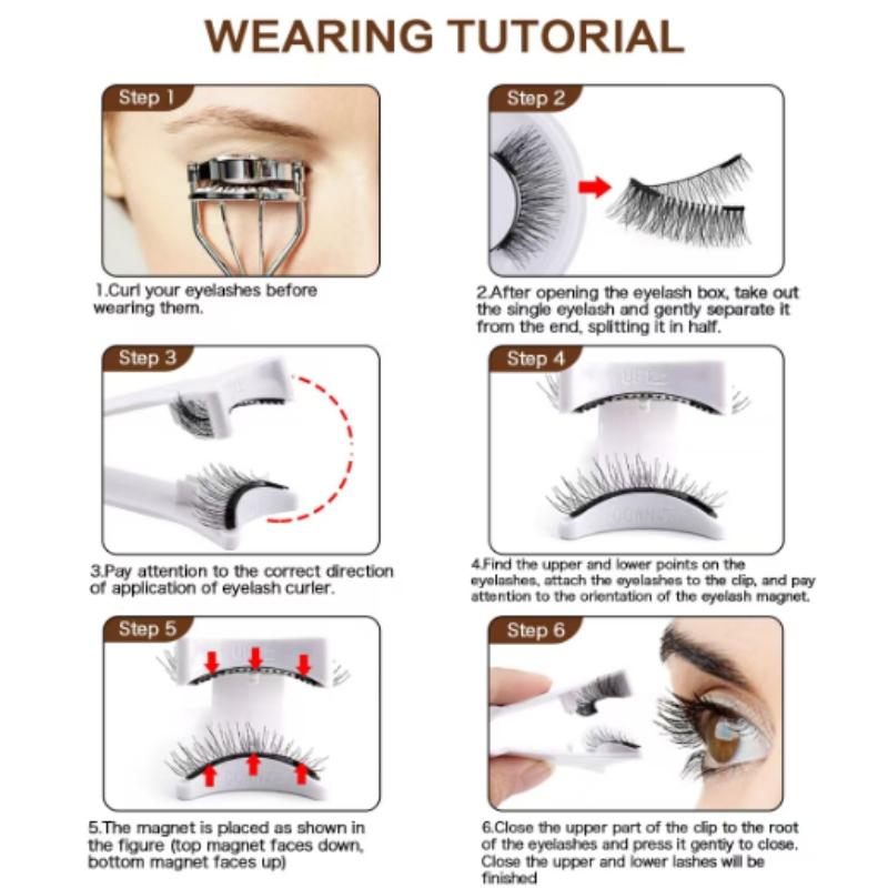 5 Pairs Magnetic False Eyelashes Set W/ Clips Natural Look Reusable No Glue Required Extend Lashes DIY Lash Kit