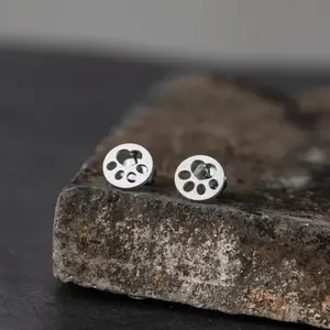 Paw Print Stainless Steel Stud Earrings
