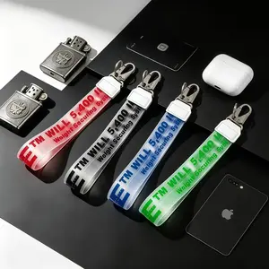 Pvc Key Chain Wristlet for Women & Men Keychain Strap Lanyard Holder with Red Clamp and Clear Strap