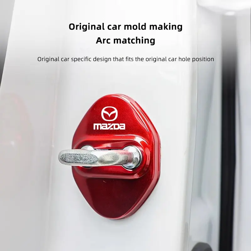 4Pcs Titanium Alloy Car Door Lock Protective Cover Rust-proof For Mazda 3 6 2 5 CX5 CX3 Atenza MX5 CX7 Axela CX30 CX90 CX60 CX50 MX30 CX9 RX8 CX8