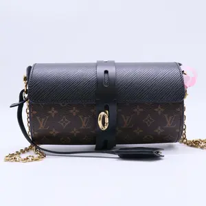 Pre-owned Louis Vuitton canvas Small Leather Goods Black Epi Monogram Glasses Case Twins LDJ4257