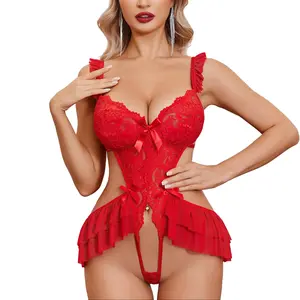 Avidlove Women Lingerie Teddy Lingeries Deep V Lace Bodysuit One Piece Mini Babydoll Exotic Outfits