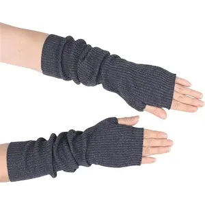 Cashmere Blended Arm Warmer for Women Winter Fingerless Gloves Knit Mitten Gloves Wrist Warmer with Thumb Hole