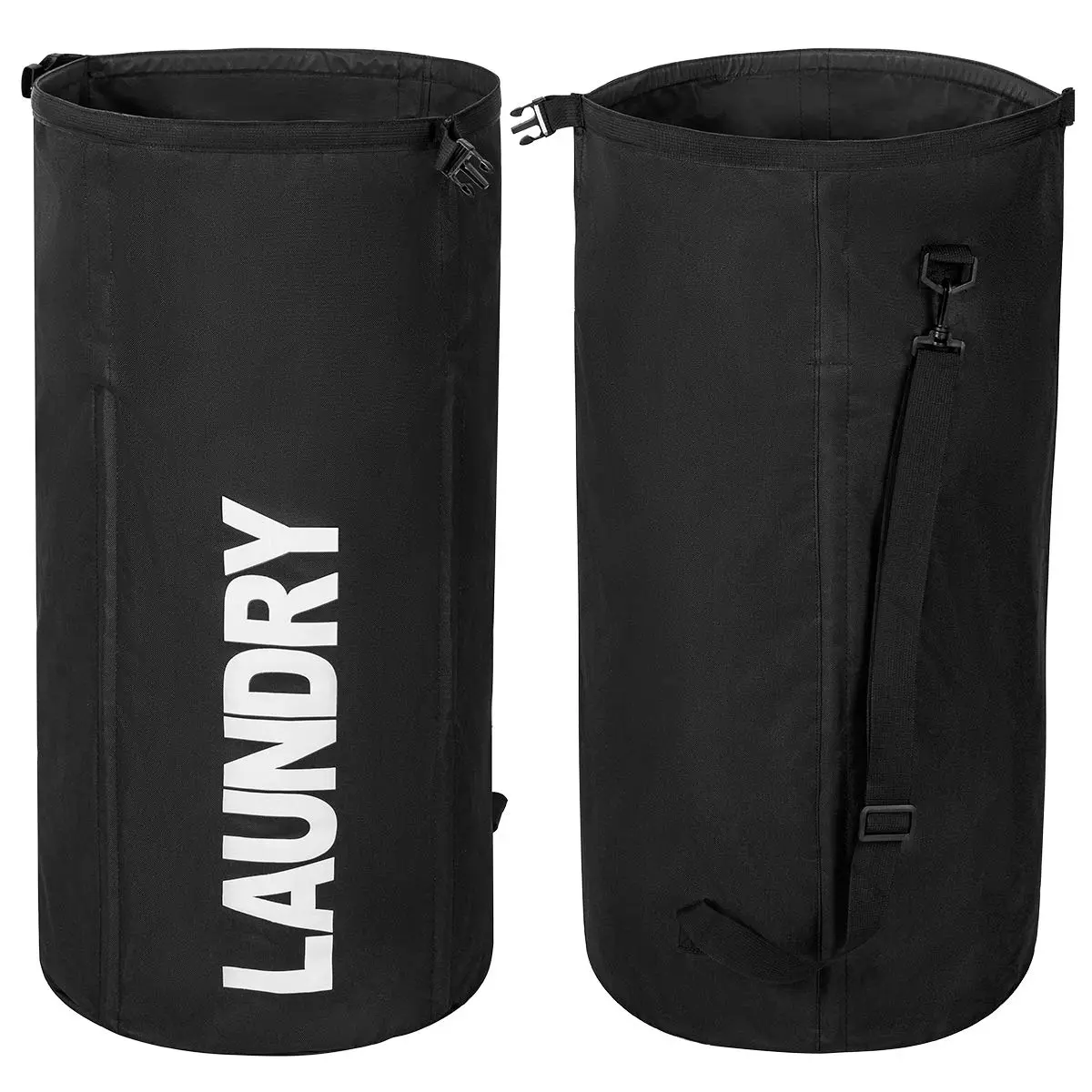 Extra Large Foldable Laundry Bag Basket Collapsible Hamper Backpack Dirty Clothes Standing Waterproof Hampers For Dorm Room (black)