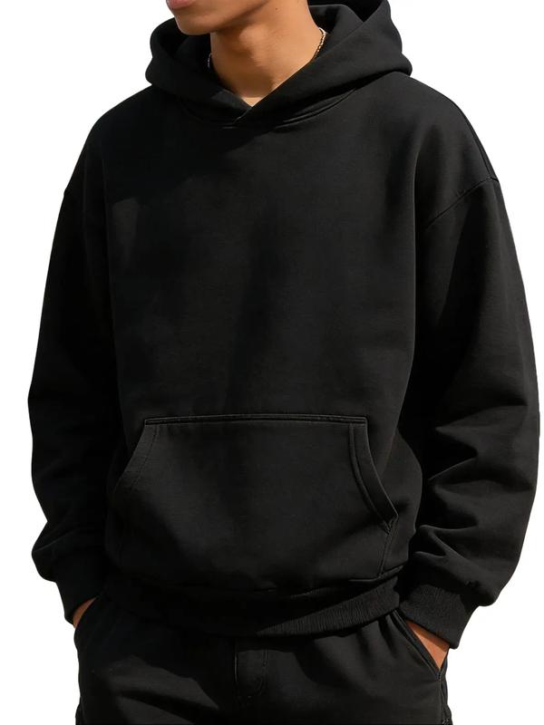 Men's Hooded Sweater, Long Sleeve Pullover, Regular Version, Soft Breathable Fabric, Durable, Daily Comfort, Machine Washable, Casual Outdoor, Urban Street Style, Men in Grey Hoodie