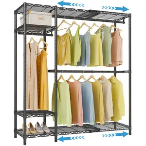 VIPEK X20 Expandable Closet Organizer – Heavy Duty Clothes Rack with Adjustable Rods & Shelves, Portable Wardrobe for Small Room & Closet (3'3"–4'8")