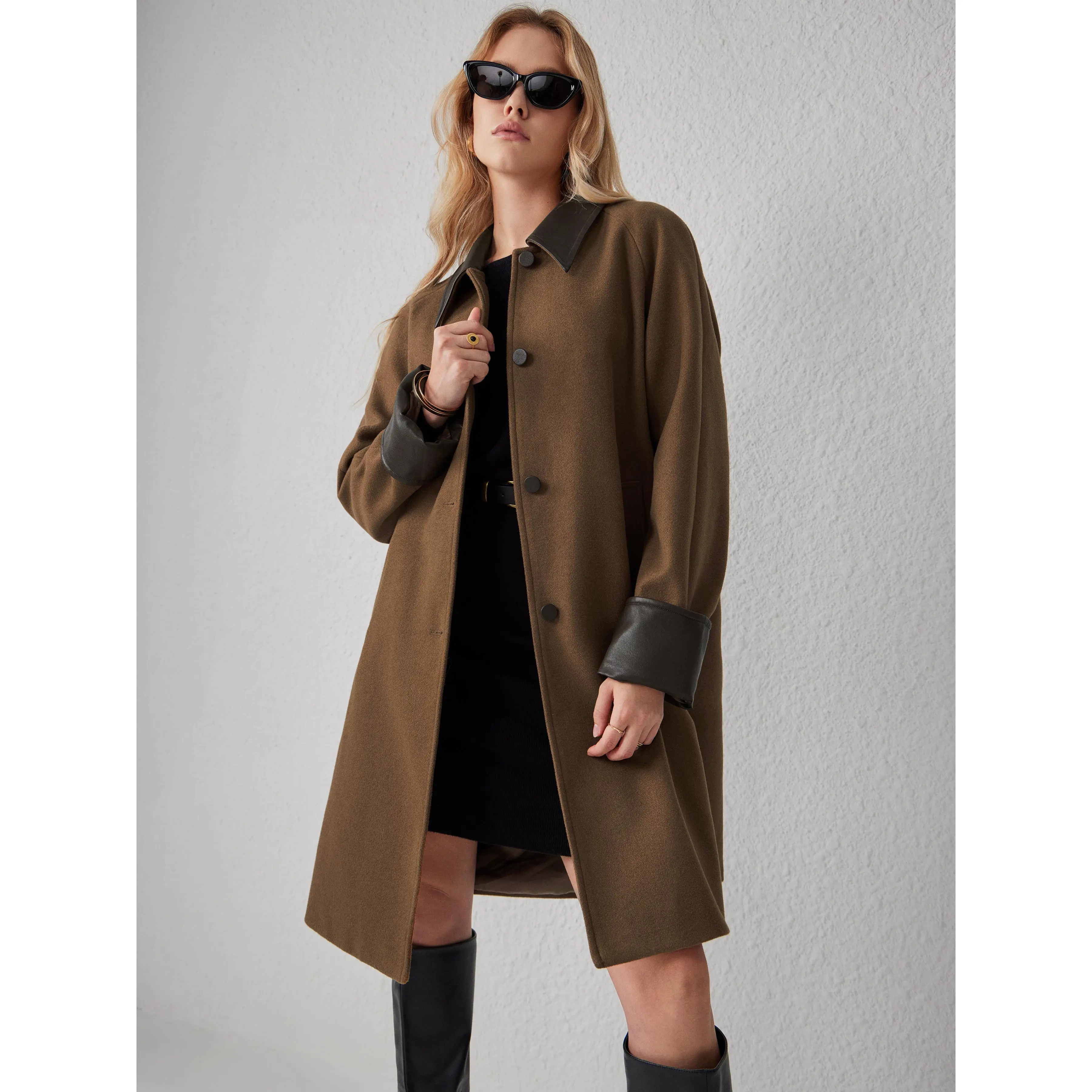 Cider [size 2-10] Faux Leather Collar Solid Pocket Shacket SummerFinds