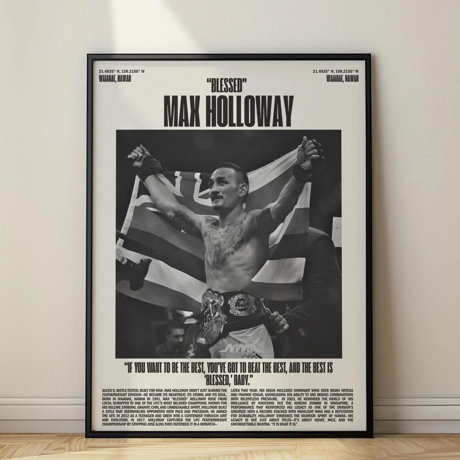 Max Holloway "Blessed" UFC Minimalist Poster, Art Print