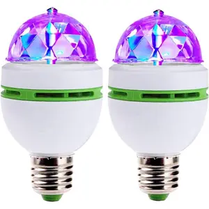 Disco Ball Light Bulb - LED Ball Bulb Lamp, 3W E27 LED RGB Crystal Rotating Stage Bulb Voice Auto Rotating Stage Light.