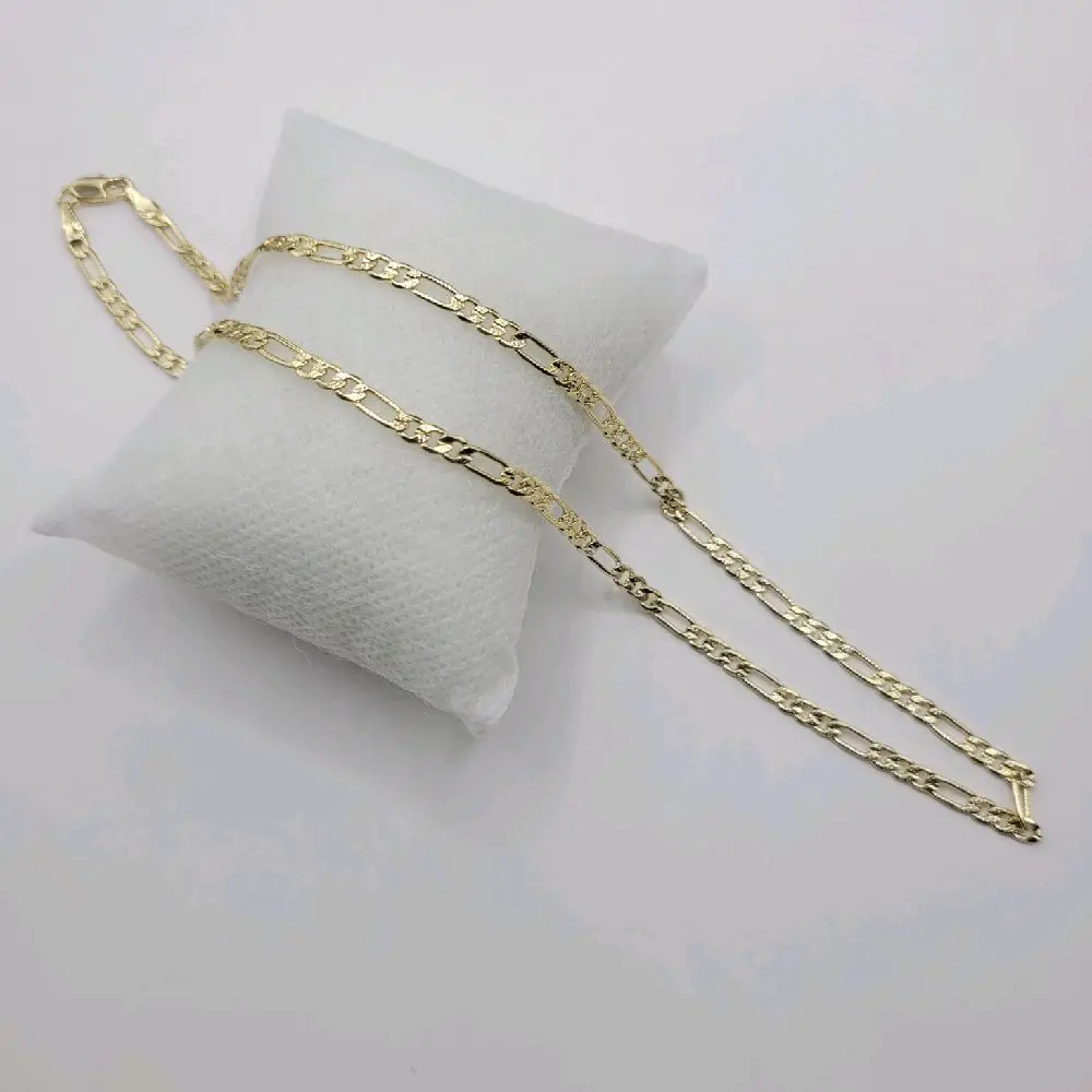 Beautiful Delicated Chain Figaro Stylo 24 Inches and 18 inches 3.5 mm Laminated Gold chain only.