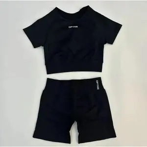 DENYF Exclusively Designed for Women, 2026 NEW Seamless Activewear Set – Comfortable for Sports & Suitable for All Sports Scenarios, Yoga Short-Sleeve Top & Ruched Cuffed Shorts