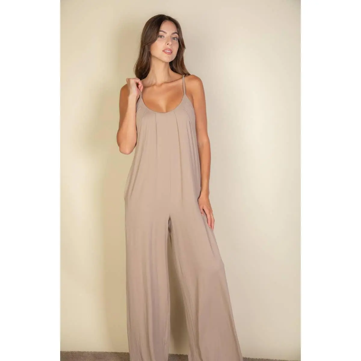 Spaghetti Strap Wide Leg Jumpsuit