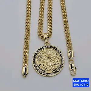 Centenario Pendant 14k color & 3 color Select Pendant Color, chain Cuban link plain 24 inches 6 millimeters Laminated Gold jewerly. Jewelry Necklace SKU CH09 SKU  CT10, CT10A