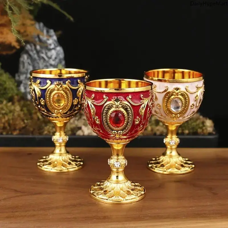 30ml Retro Glam Vintage Metal Wine Glass Tumblers Set, Creative Shape Decorative Drinkware, Unisex Party-Ready Liquor Cups for Home Bar