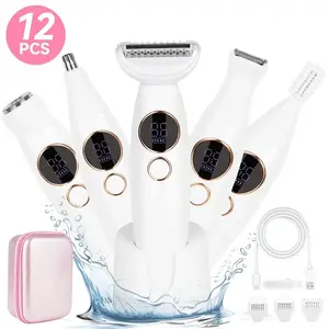 5 in 1 Electric Razors Bikini Trimmer for Body Shaver for Nose Hair Face Eyebrow Arms Legs Armpit Underarm Pubic Area, Waterproof Wet and Dry, Replaceable Lady Facial Razor Painless USB Charge Female Gift Epilator Storage shaver women