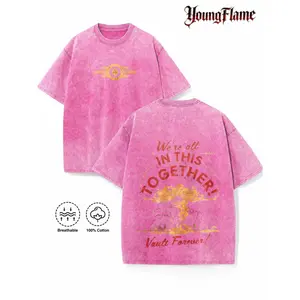 Vintage Acid Wash Sci-Fi Wasteland Graphic Tee Y2K Retro Streetwear Men's T Shirt Casual Summer Clothes
