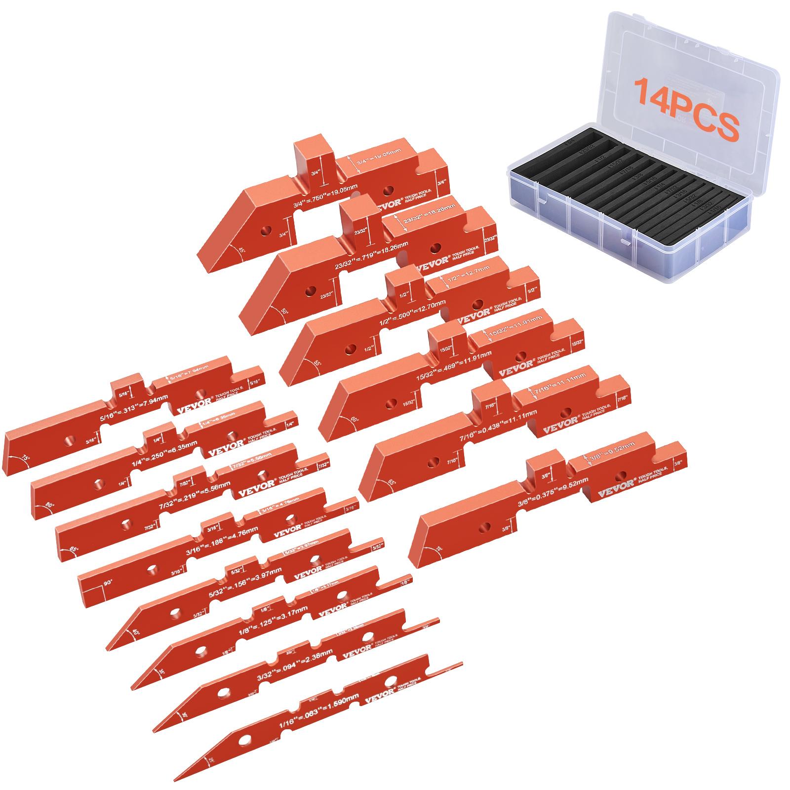 VEVOR 14-Piece Aluminum Router Table Adjustment Bars Tool Kit Set, Depth-Height-Angle Measuring Organizer with Tool Box & Carrying Case, Father's Day Gift