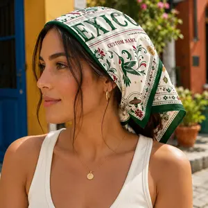Mexico Satin Bandana Scarf, Custom Mexico Soccer Fan Bandana, Mexico Head Scarf, Festival Hair Wrap, Patriotic Mexico Gift