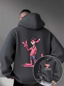 Men's Casual Hooded Sweatshirt with Kangaroo Pocket, Creative Pattern Print, Graphic Print Hoodie, Micro-Elastic Knit Fabric, 100% Polyester Fiber, Perfect Gift