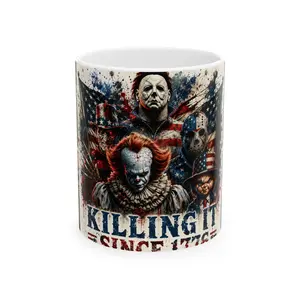 Horror Icons Collage Mug | Michael Myers, Pennywise, Jason, Leatherface