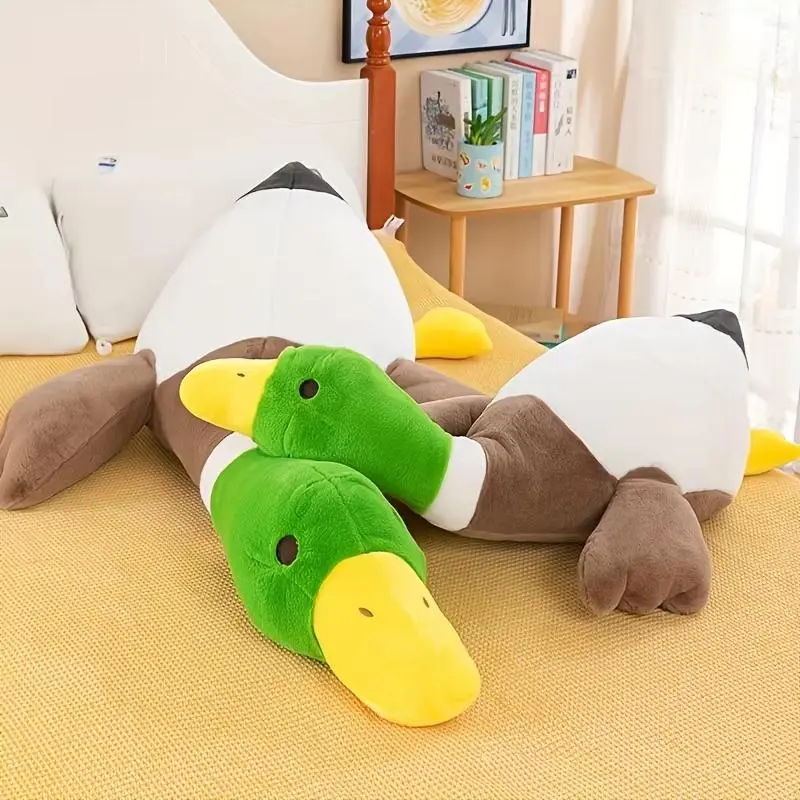 Cute Animal Plush Swan Toy Pillow, Soft Stuffed Goose Floor Mat, 65cm Large Duck Fluffy Sleep Cushion, Adorable Baby Room Decor, Cute Duck Design, Soft Stuffed Animals, Soft Huggable