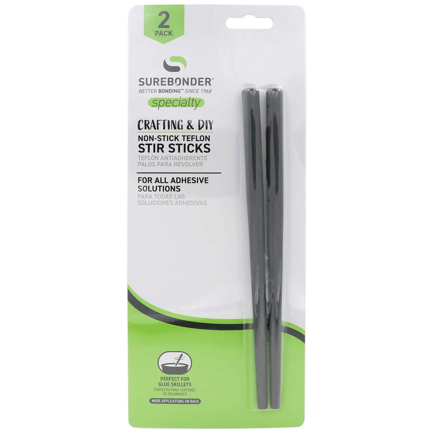 Surebonder Non-Stick Black Teflon Stir Sticks for Hot Glue Skillet Pots, Stir and Apply Hot Glue - 2 Pack