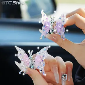 4PCS Flying Butterfly Car Air Vent Clip, Dynamic Swing Wings Dashboard Decor, Bling Stylish Auto Interior Ornament, Cute Mirror Decoration Accessories, Multicolor Butterfly Sticker Gift for Women Girls Car Bedroom Daily Decor