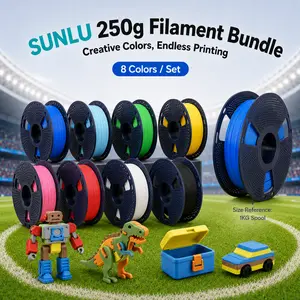 SUNLU 250g Filament (1.75mm) Multicolor Bundle Neatly Wound Vacuum Packed 3D Printer Filament for Fathersdaygift
