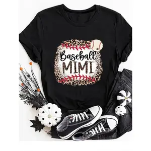 Baseball Letter Print T-shirt, Casual Crew Neck Short Sleeve Top For Spring & Summer, Women'S Clothing