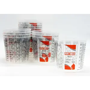 Reusable Measuring Cups Pack of 100 with 12 lids - Size 44 Ounce - Calibrated Mixing ratios on Side - (4575)