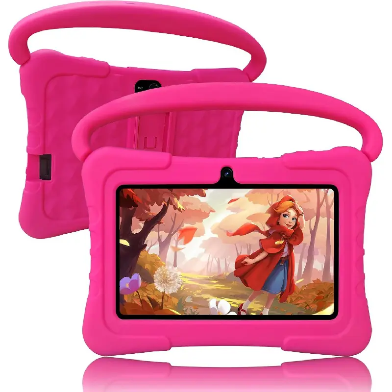 Kids 7-Inch Android Tablet - Handheld Learning Device with Pink Shockproof Silicone Case, Parental Controls, 32GB, Wi-Fi, Dual Camera, Bluetooth, SD Card, Screen Protection (Sports & Outdoor Water Polo Companion)