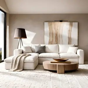 【2 Packages Shipping】 118.1" L-Shaped Modular Sectional Boneless Couch, Oversized Cloud Sofa with High Back Pillows, No Assembly Required Couches for Living Room & Apartment, Comfy Seating for Families & Renters, Beige