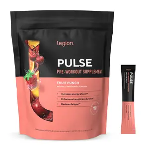 Legion Pulse Fruit Punch Pre Workout Stick Packs – Naturally Flavored Pre-Workout Supplement for Energy, Focus, Strength, Stamina, and Workout Performance – Clean Ingredients, No Fillers or Artificial Sweeteners