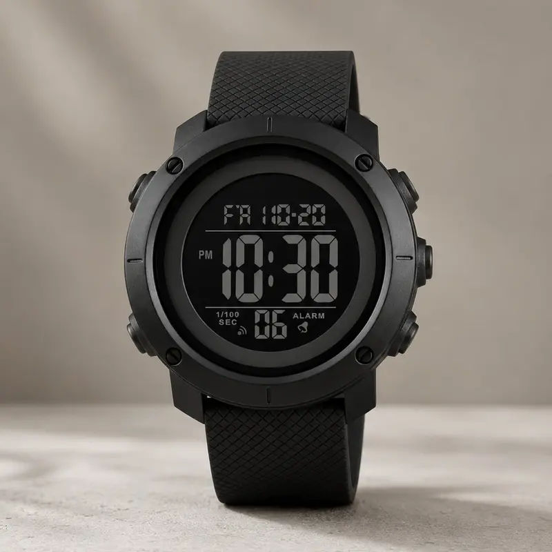 Skmei Full Digital Display Watch, Casual Style Multi-Function PU Band Watch, 50m Waterproof, Quartz Movement, Digital Multifunctional Watch, All Seasons Use, Waterproof Quartz Wristwatch, Quartz Wrist Watches