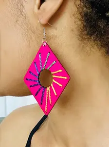 Rose Wood Threaded Drop Earrings