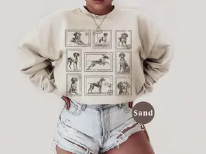 German Shorthaired Pointer Vintage Stamp Sweatshirt, GSP Dog Mom Crewneck Sweater, Retro Hunting Dog Shirt, Gift for Dog Lover, GSP Dad Mama