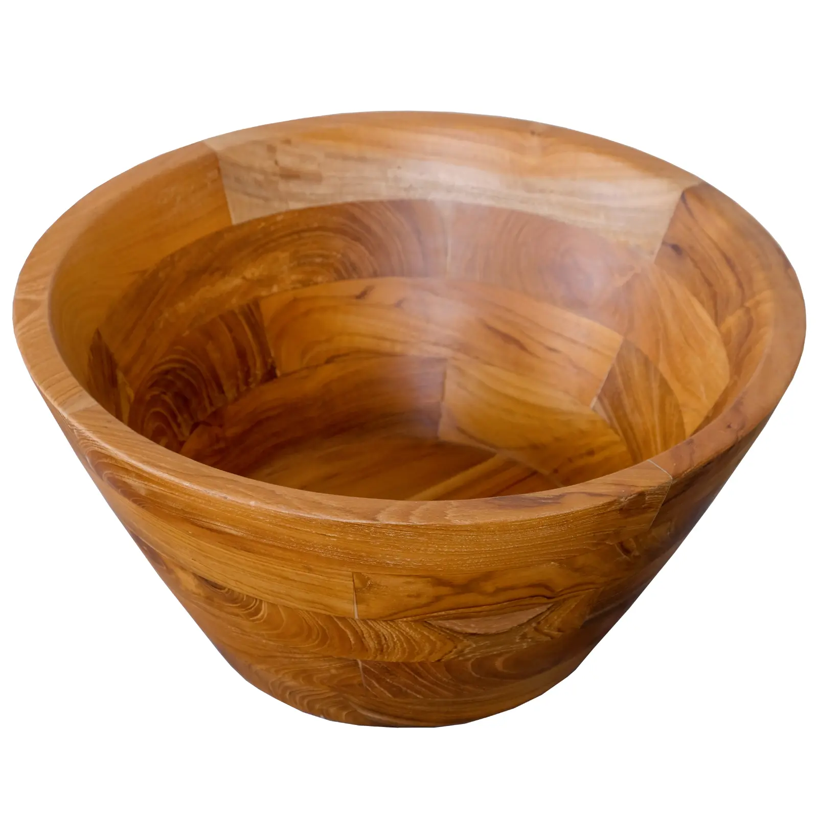COSTWAY - 16 Inch Teak Wood Washbasin with Drainage Hole and Smooth Finish