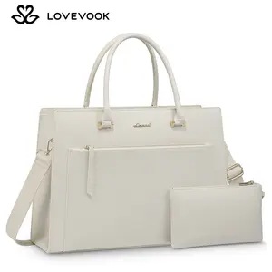 LOVEVOOK Laptop Bag for Women 15.6 Inch Tote Work Bag Leather Computer Briefcase Waterproof Business Teacher Office Handbag.