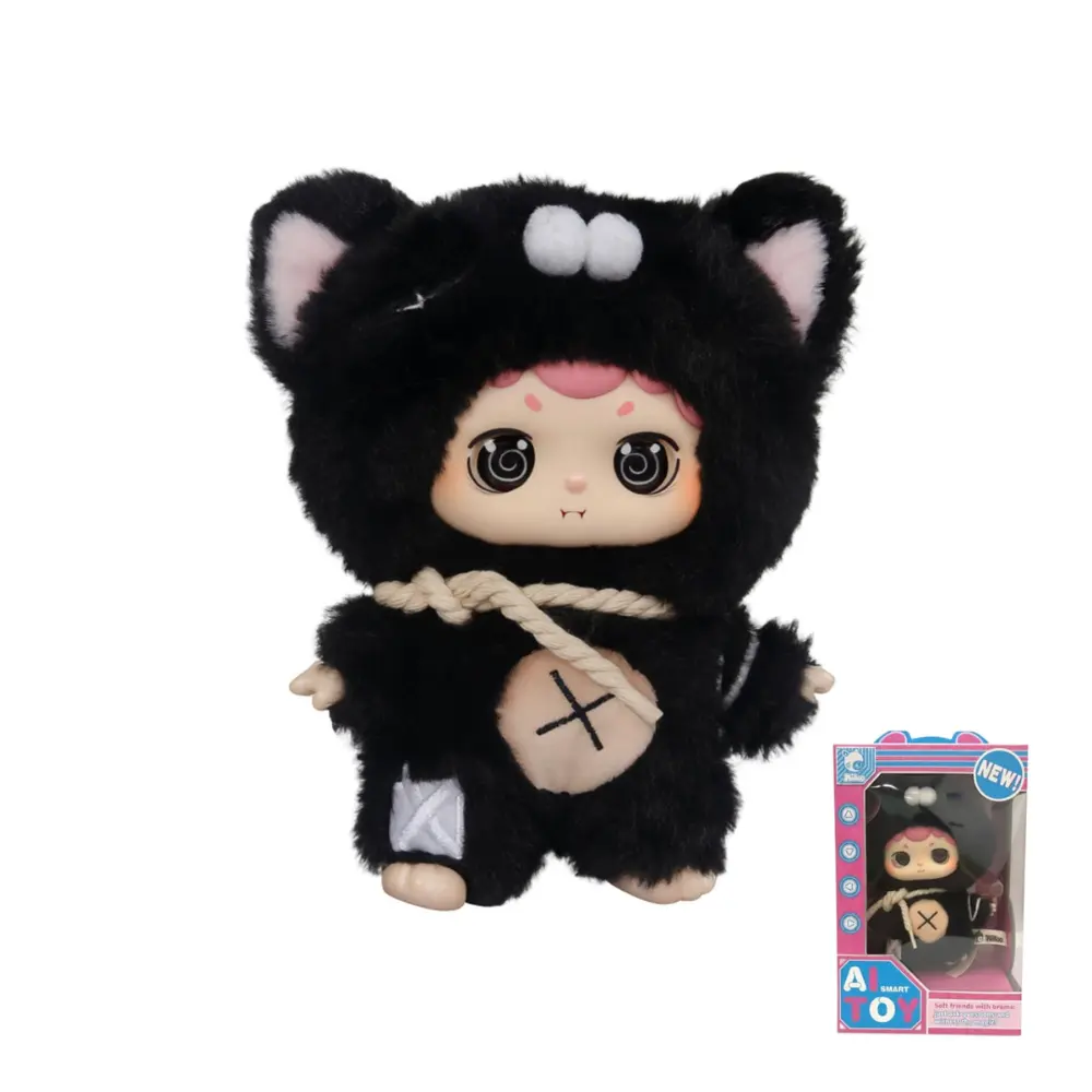 Black Cat Smart AI Interactive Companion with Real-Time Voice Interaction, Stories & Learning Features, App Controlled with Daily Insights, Made