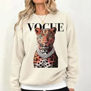 Leopard Magazine Tshirt, Glam Fashion Leopard Sweatshirt, Fashion Design, Unisex Crewneck Menswear and Womenswear SVK