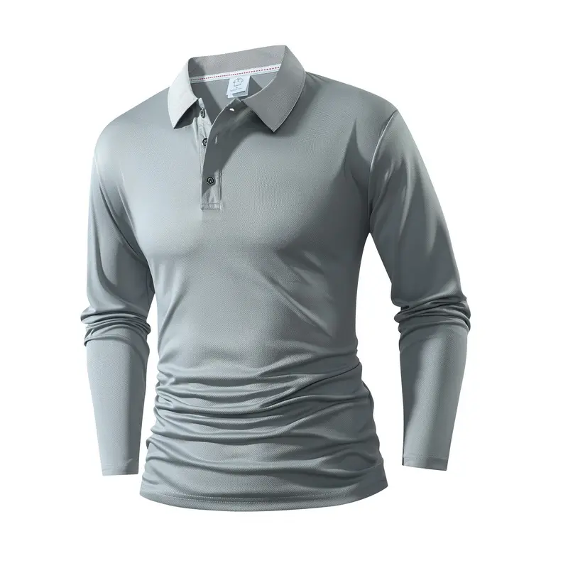 Men's Casual Long Sleeve Collar & Cuff Polo Shirt - Quick Dry, Comfortable, Breathable, Dry-Fit, Moisture-Wicking Golf Casual Top for Golf, Tennis, Breathable Polo Shirts