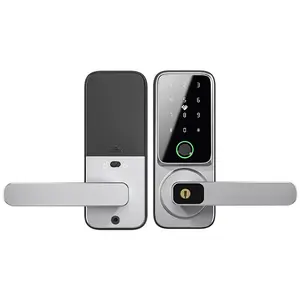 WIFI Fingerprint Door Lock with Handle, Keyless Entry Deadbolt Set Includes Keypad and Doorbell, Remote Unlocking, Biometric Smart Digital Electronic Front Door Lock Suitable for Home, Office, Bedroom, Airbnb Rentals, Easy Installation