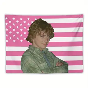 Walker Celebrity American Flag Tapestry, Pink Scobell American Wall Polyester Banner in Bedroom