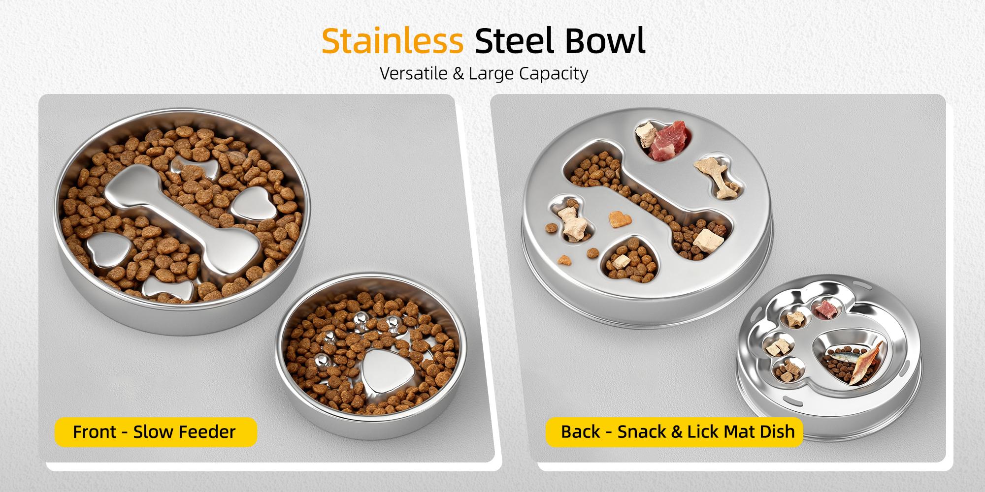 Slow Feeder Dog Bowl - 2 Cups Stainless Steel Dog Slow Feeder Food Bowl, Metal Non-Slip Lick Plate,Puppy or Cat Food Holder,Pet Supplies,Puzzle Maze Dish for Small & Medium Sized Breeds#Summervibes #petlovers