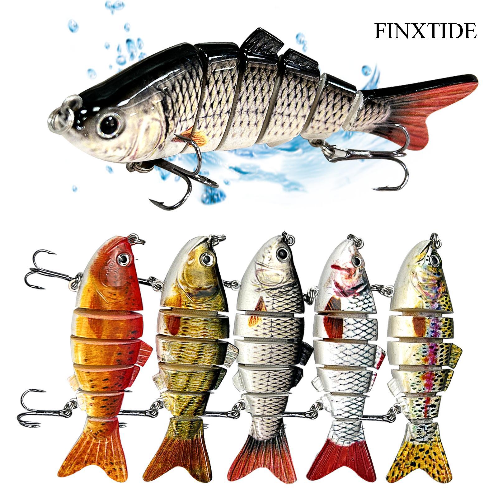 FINXTIDE 5 Pieces/set Fishing Lures Set Multi Segments Jointed Hard Bait 3.9in/0.56oz,Bionic Hard Fishing Bait Suitable
