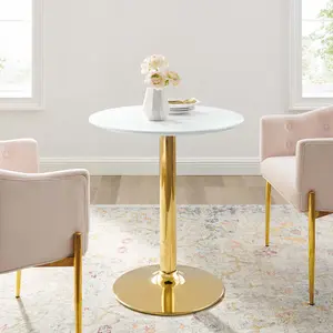 Modway Verne 28" Dining Table in Gold White