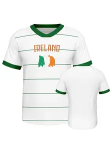 Ireland soccer jersey men,Men's World Cup Soccer Jersey Breathable Short Sleeve Football Shirt Casual Athletic Fan Edition Sportswear Top,Comfortable and quick drying streetwear casual wear,soccer jersey men plus size,Cheer for World Cup events