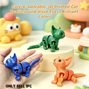 3D Printed Cute Cat Toy, Adult Hinged Jointed Figure, Gradient, Stress Relief Decor, Desk Ornament, Gift Idea