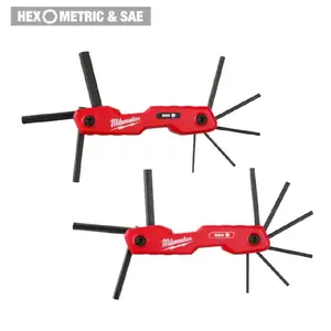 Milwaukee Foldable Hex Key Sets - 17-Key, SAE & Metric Hand Tools for Precision Tasks