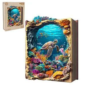 3D Deep Blue Wooden Jigsaw Puzzle for Adults and Kids Unique Shape Animal Wood Puzzles Challenging Puzzle, Family Game Creative Gifts，Laser-Cut Durable HDF Wood Puzzle